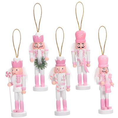 Abaodam 5pcs Christmas Nutcracker Ornaments Wooden Nutcracker Soldier Hanging Decorations Christmas Pendant