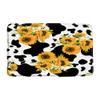 Milk Cow Print Sunflower Bath Mat Black White Cowhide Yellow Sunflower Rustic Farmhouse Creative Bathroom Decor Rug Absorbent Doormat Kitchen Toilet Floor Rug 36x24In view 1