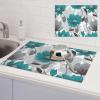 RLDOBOFE Dish Drying Mat for Kitchen Counter Non-slip Drainer Mats Teal Grey and White Floral1 Dish Drying Pad Heat Resistant Coffee Mat Absorbent Draining Mat kitchen Drying Mats 18'' x 24'' view 1