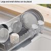 Drying Rack For Kitchen Counter, Stainless Steel Dish Rack Portable Dinnerware Drainer Organizer Kitchen Storage Tray For Kitchen RV Campers view 2