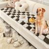Funnyfuzzy Cream-Coloured Large Plaid Square Pet Mat Bed Couch Cover - Premium Cotton Protective Sofa Cover for Gardenchic - Funny Fuzzy Couch Cover view 1