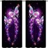 Magic Butterfly Curtains Butterflies Fantasy Sparkle and Blazing Trail and Glowing Stars Blackout Rod Pocket Curtains for Bedroom Living Room Kitchen Window Drapes 2 Panel Set 84x84in view 1
