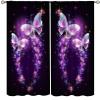 Magic Butterfly Curtains Butterflies Fantasy Sparkle and Blazing Trail and Glowing Stars Blackout Rod Pocket Curtains for Bedroom Living Room Kitchen Window Drapes 2 Panel Set 84x84in view 3