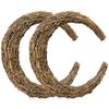 Veemoon 2pcs Rattan Garland Natural Wreath Wooden Moon Natural Door Reef Wreath Form Half Moon Rattan Summer Front Door Decor Frame Autumn and Winter Grape Vines Iron view 1