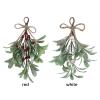 BVCED 9.1inch Artificial Hanging Mistletoe, Artificial Mistletoe Picks Christmas Mistletoe Ornament with White Bow, Mistletoe Glitter Hanging for Couple Home Party Decor(#2) view 3