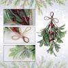 BVCED 9.1inch Artificial Hanging Mistletoe, Artificial Mistletoe Picks Christmas Mistletoe Ornament with White Bow, Mistletoe Glitter Hanging for Couple Home Party Decor(#2) view 4