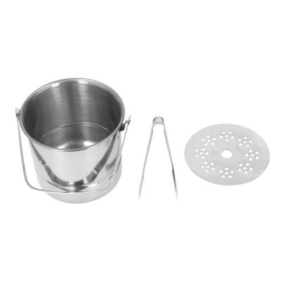1L Insulated Stainless Steel Ice Bucket, 6 Hours Freezing Condition Ice Cube Container with Lid, Tongs, Strainer, for Cocktail Bar, Party, Chilling Wine, Champagne