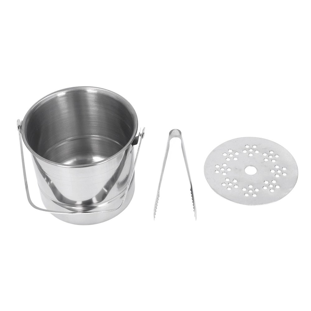 1L Insulated Stainless Steel Ice Bucket, 6 Hours Freezing Condition Ice Cube Container with Lid, Tongs, Strainer, for Cocktail Bar, Party, Chilling Wine, Champagne