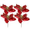 BESTOYARD 4pcs Christmas Poinsettia Flower 22cm Artificial Glitter Poinsettia Christmas Tree Ornaments DIY Wreath Garland Xmas Flower for Wedding Festive Party Decor view 1