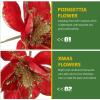 BESTOYARD 4pcs Christmas Poinsettia Flower 22cm Artificial Glitter Poinsettia Christmas Tree Ornaments DIY Wreath Garland Xmas Flower for Wedding Festive Party Decor view 2