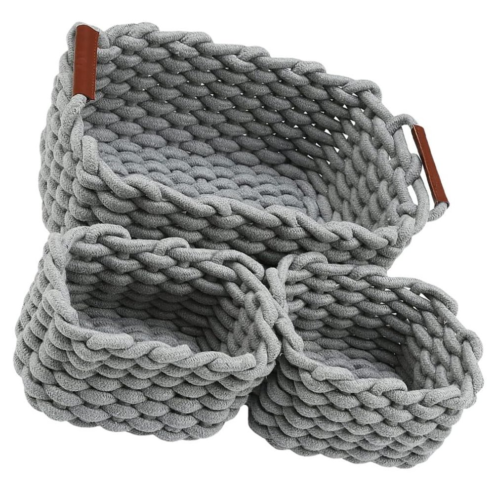 Cabilock 1set Cotton Rope Storage Basket Woven Organizer for Toys Snacks Sundries Elegant Design Handles for Home Office Decorative Storage