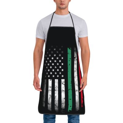 American Italian Flag Waterproof Unisex Adjustable Waterproof Apron With Pocket Chef Barber Apron