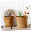 Zerodeko Small Straw Basket Laundry Basket Organizer Wicker Natural Round Storage view 3