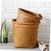 Zerodeko Small Straw Basket Laundry Basket Organizer Wicker Natural Round Storage view 4