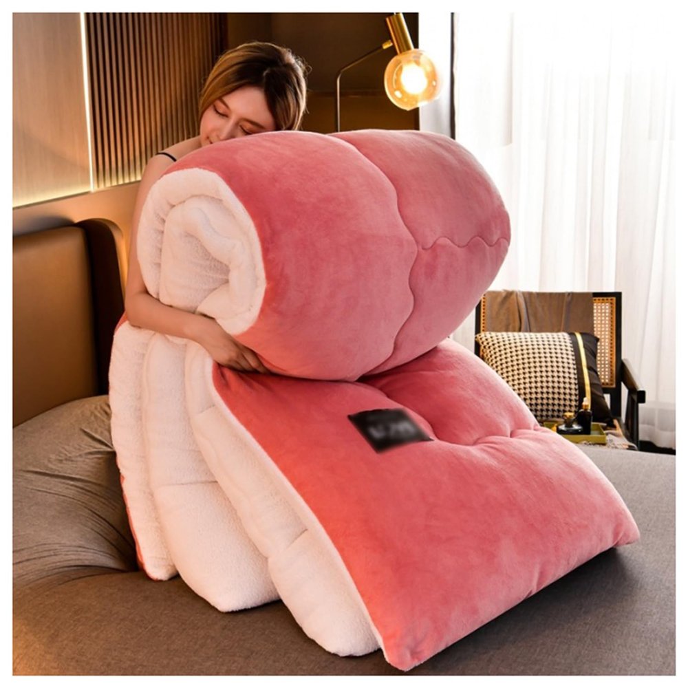 FDISDIFH Thickened Super Soft Milk Velvet Winter Quilt, Breathable Warm Bed Comforter, Fluffy Plush Double Sided Velvet Blanket Quilt for Cold Weather,Pink,200 * 230cm(3kg)