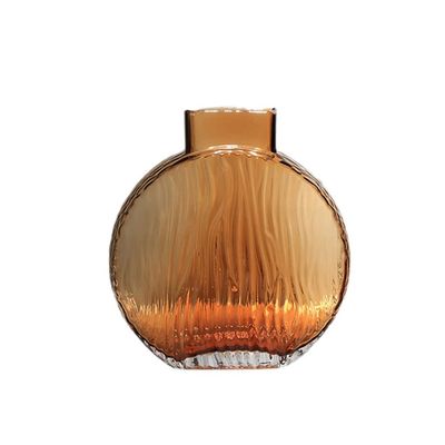 Decorative Vase Brown Transparent Glass Vase Home Coffee Table Office Desktop Restaurant Decoration Vase Modern Small Mouth Vase Ceramic Vase Glass Vase Hydroponic Flower Vase (Size : Brass)