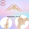 BSYMDH 4PCS Corner Wooden Carving Decal Unpainted Wood Appliques Onlays DIY Wood Carved Furniture Appliques Onlays for Wall Bed Door Wardrobe Cabinet Furniture Decoration(09,8x8cm/3.15x3.15inch) view 2