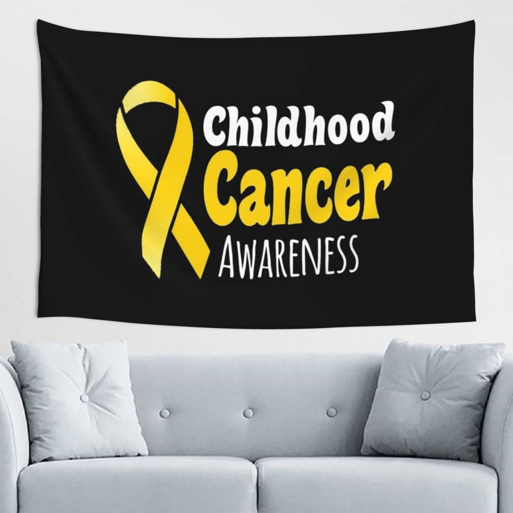 Childhood Cancer Awareness Tapestry Wall Hanging Decorative Blanket Bedroom Living Room Dormitory Tapestry 60 * 40 Inch Tapestry Can Be Outdoors Black