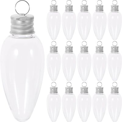 24pcs Small Light Bulb Candy Bottle Clear Plastic Candy Jar Fillable Light Bulb Container Hanging Ornament Case Banquet Plastic Bottle Christmas The Pet