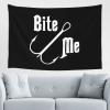 Fisherman'S Fish Hook Bite Me Tapestry Wall Hanging Decorative Blanket Bedroom Living Room Dormitory Tapestry 60 * 40 Inch Tapestry Can Be Outdoors Black view 1
