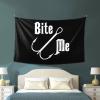 Fisherman'S Fish Hook Bite Me Tapestry Wall Hanging Decorative Blanket Bedroom Living Room Dormitory Tapestry 60 * 40 Inch Tapestry Can Be Outdoors Black view 4