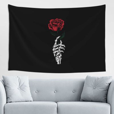 Skeleton Rose Tapestry Wall Hanging Decorative Blanket Bedroom Living Room Dormitory Tapestry 60 * 40 Inch Tapestry Can Be Outdoors Black