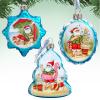 Christmas on the Beach Mercury Glass Ornaments Set of 3 by Susan Winget | Christmas Santa Snowman Dcor - 779150S3-SW view 2