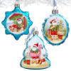 Christmas on the Beach Mercury Glass Ornaments Set of 3 by Susan Winget | Christmas Santa Snowman Dcor - 779150S3-SW view 3