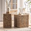 Living Room Table Square Side Table Decorative Garden Stools for Indoor Outdoor Heavy Duty Wood Side Table Modern End Table Plant Stand, for Living Room Bedroom Balcony Entrance Outdoor Side Table (S view 3