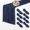 8 Pack Cheesecloth Table Runner 35 x 70 inch Long Boho Cheese Cloth Gauze Table Runners Semi Sheer 6FT Table Runner for Wedding Decor, Bridal Shower, Birthday Party, Table Decor (Navy Blue) view 1