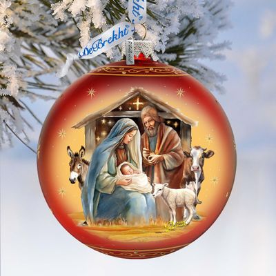 Born Under Bright Star Nativity Lg Glass Ornament by G. Debrekht | Nativity Holiday Dcor - 73937