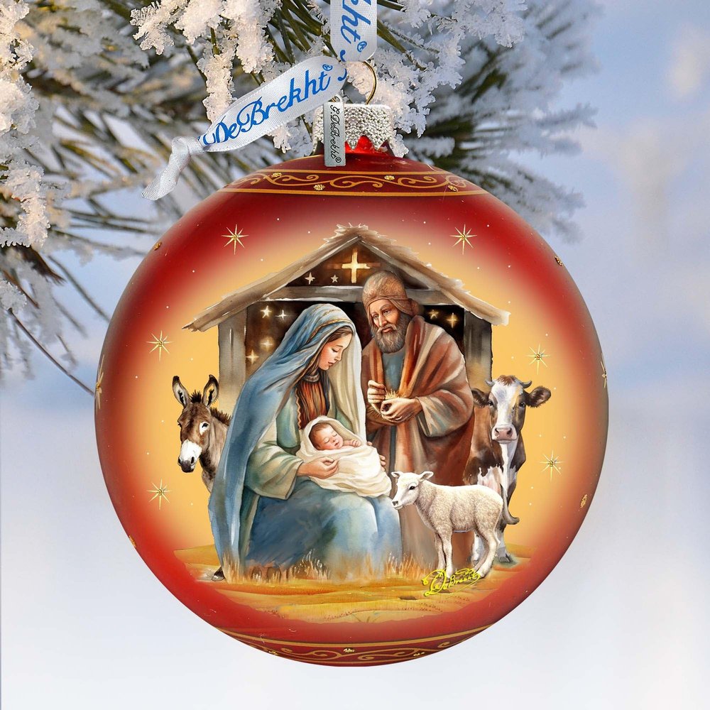 Born Under Bright Star Nativity Lg Glass Ornament by G. Debrekht | Nativity Holiday Dcor - 73937