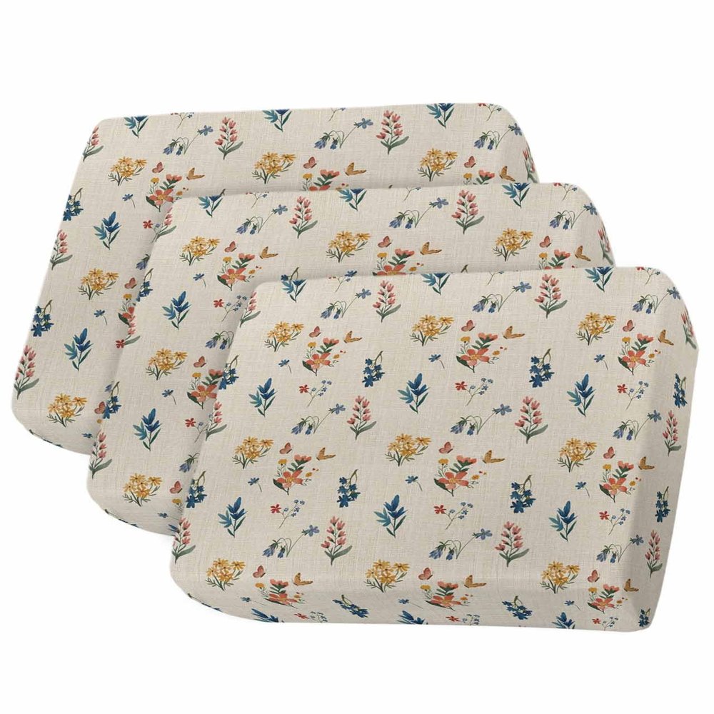 Butterfly and Flower Sofa Cushion Covers Stretch Couch Cushion Covers Cushion Slipcovers Seat Covers Chair Covers Sofa Cushion Protector Spandex Elastic 3 Pcs, Colorful Iris Lavender Flower Plants