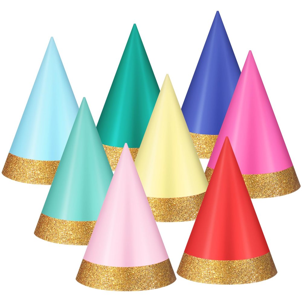 Panitay 40 Pcs Colorful Mini Small Party Hats for Stuffed Animals Paper Cone Tiny Birthday Hats Games Accessories(Classic)