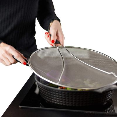 3 Sizes, Stainless Steel Splatter Screen for Frying Pan, Anti Oil Splatter Guard, Multi-Use Grease Splatter Guard Heat Resistant to Hot Oil Food Safety Oil Splash Guard (Size : 29cm/11.4in)