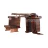end Tables Wooden Floor Table with China's Ancient Furniture Chair Asian Guest Room Eastern Traditional Wooden Tea Table Home Decor (Size : Table Bench Bag) view 3