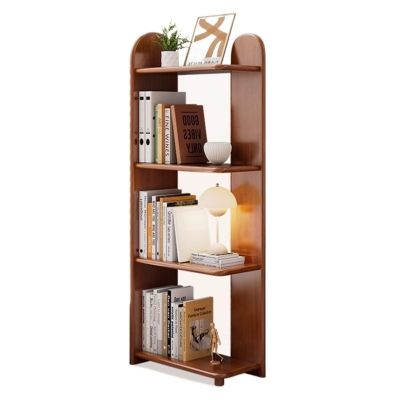 KIRANDY Solid Wood Minimalist Corner Bookshelf, Multi-Layered and Wall-Leaning, Ideal for Living Room Styling (Color : Walnut 46x24x120cm)