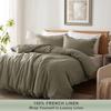 TOSMO 100% Linen Duvet Cover Set with Button Closure, 2 Pieces (1 Duvet Cover with 1 Pillowcase), Soft Breathable Durable Farmhouse Bedding - Twin, Taupe view 2