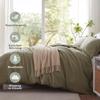 TOSMO 100% Linen Duvet Cover Set with Button Closure, 2 Pieces (1 Duvet Cover with 1 Pillowcase), Soft Breathable Durable Farmhouse Bedding - Twin, Taupe view 3