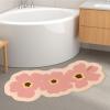 UVCMDUI Quadrant Curved Shower Mat, Flower Curved Bath Mat Non Slip, Super Absorbent Corner Shower Mat Outside Shower, Curved Bathroom Carpet Rugs for Home Hotel,Pink,40X80cm view 1