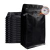 Coffee Bags with Valve (50 PCS,16oz/1lb) Black High Barrier Aluminum Foil Flat Bottom Standing Coffee Beans Storage Packaging Bags, Reusable Heat Seal Side Zipper Pouches for Small Business and Home view 1