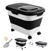 DDMOMMY 20-30 Lbs Rice Storage Container,Collapsible Food Storage Containers with Rolling Wheel Airtight Locking Lid,Flour Storage Container with Cup and Scoop,Suitable for Food,Rice,Pet Food,Flour view 1
