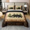 Bear 100% Cotton Duvet Cover Full Rustic Farmhouse Bear Wildlife Comforter Cover Wild Bear Bedding Set Country Cabin Lodge Decor Quilt Cover Nature Woodland Bear Paw Print Bed Cover Brown Green 3Pcs view 1