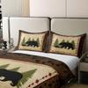 Bear 100% Cotton Duvet Cover Full Rustic Farmhouse Bear Wildlife Comforter Cover Wild Bear Bedding Set Country Cabin Lodge Decor Quilt Cover Nature Woodland Bear Paw Print Bed Cover Brown Green 3Pcs view 4