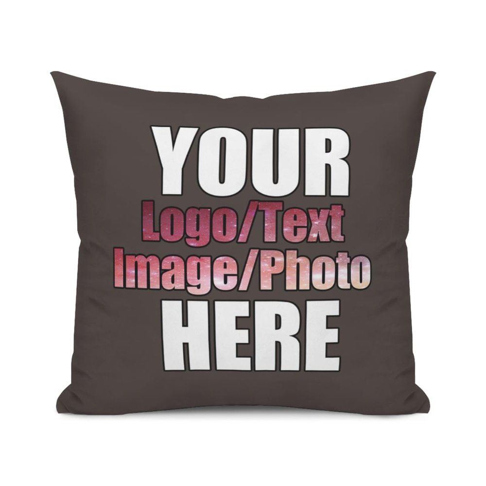 JRMRNEI Custom Pillow Case with Picture, Personalized Decorative Throw Pillow Any Picture Decorative Cushion Cover for Bed or Sofa Picture Gifts, Dark Chocolate, 12"x12"