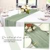 12 Pack Cheesecloth Table Runner 20 x 120 inch Cheese Cloth Table Runner Bulk,Romantic Boho Sheer Gauze Fabric Table Runners for Wedding Reception,Party,Bridal Shower Table Decor(Sage Green) view 4