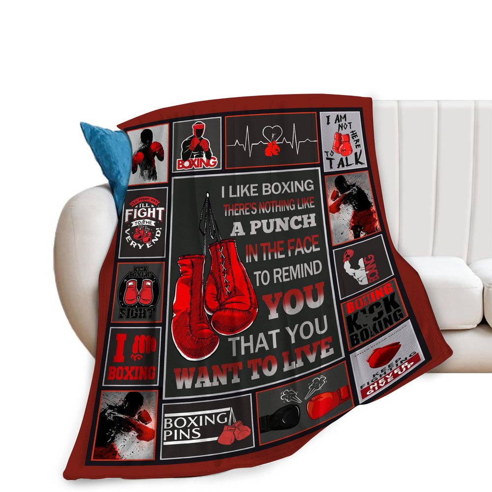 Boxing Blanket Boxing Throw Blanket Soft Fleece Flannel Bedding Sports Gifts for Men Boys Lovers Adults Fighting Competition Pugilism Stuff Plush for Couch Sofa Bed Room Decor 40"X50"