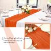 12 Pack Cheesecloth Table Runner 20 x 120 inch Cheese Cloth Table Runner Bulk,Romantic Boho Sheer Gauze Fabric Table Runners for Wedding Reception,Party,Bridal Shower Table Decor(Orange) view 4