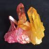 AAKOMA Natural Stone Aura Crystal Cluster Natural Titanium Coating Quartz vug red and Yellow Plating Stone Flower Crystals Home Decor view 2