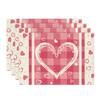 Artoid Mode Pink Buffalo Plaid Love Hearts Valentine Placemats Set of 4, 12x18 Inch Anniversary Table Mats for Party Kitchen Dining Decoration view 1